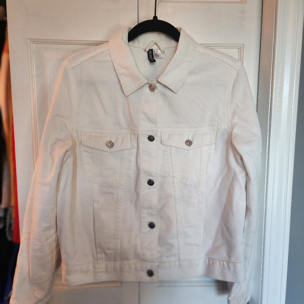 H&M white denim jacket